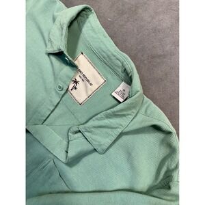 Island Republic‎ Mens Short Sleeve Textured Button Down Shirt Aqua XL Silk